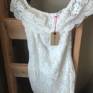 White, Lace, off the shoulder dress - NEVER WORN